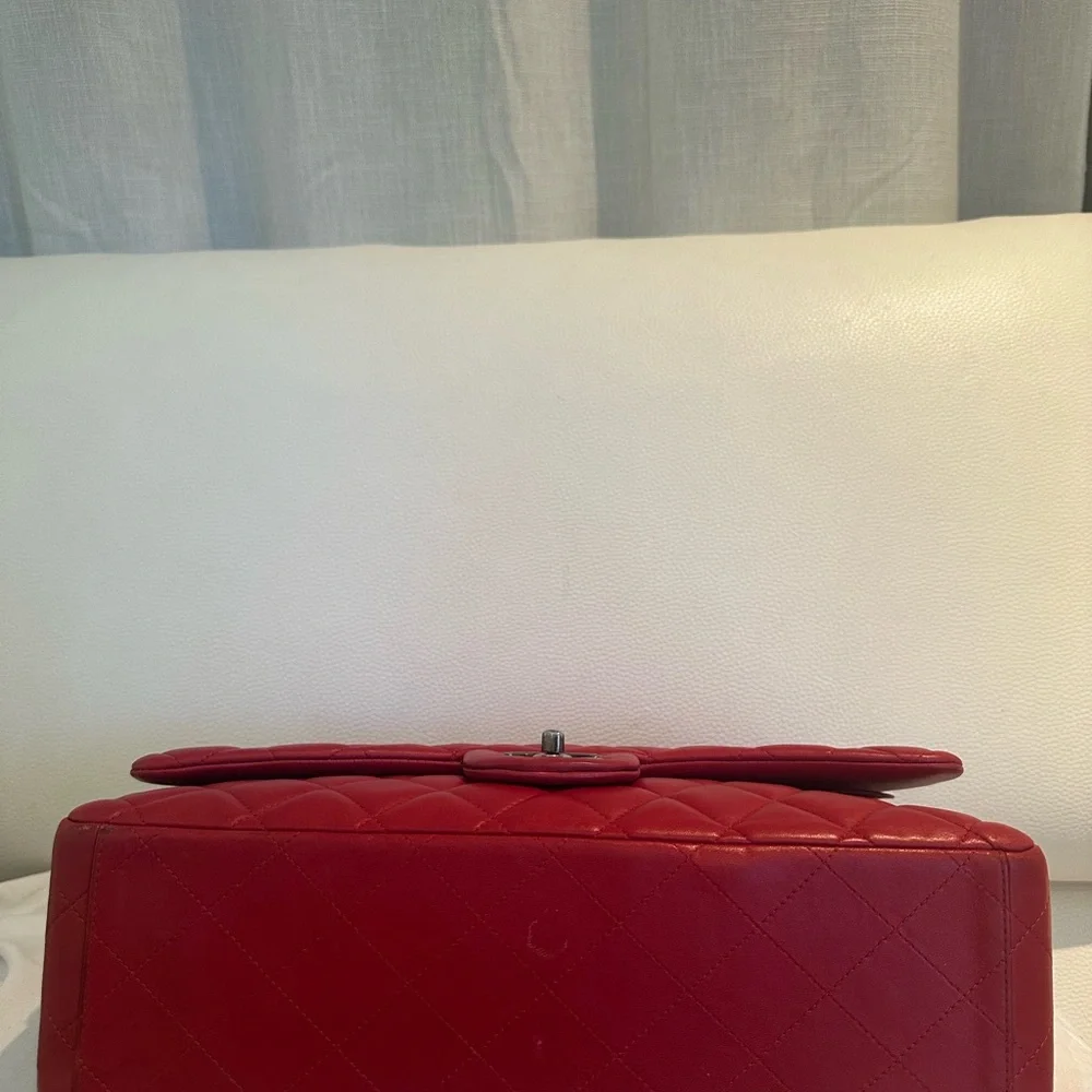 Chanel Jumbo double flap RED Ruthenium hardware *like NEW* - Picture 8 of 8